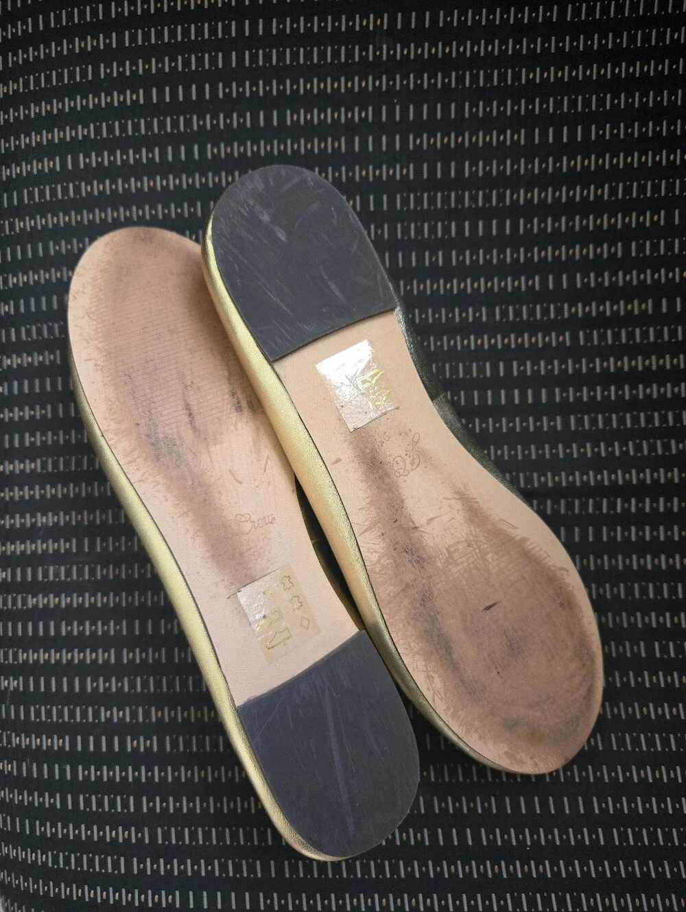 J. Crew Metallic Gold Ballet Flats with Black Trim